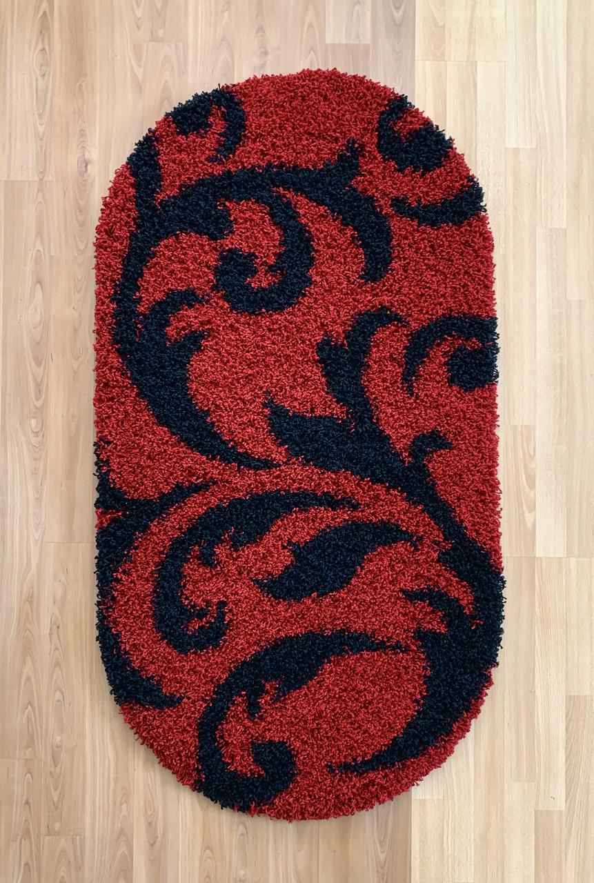 Ковер овальный высоковорсовый гипоаллергенный 60х110 см Красный с черным (2817932005)