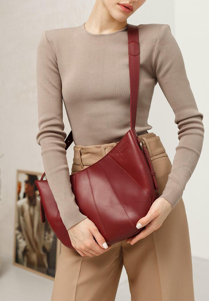 Женская сумка кожаная Круассан Krast Бордовый (A-026596)