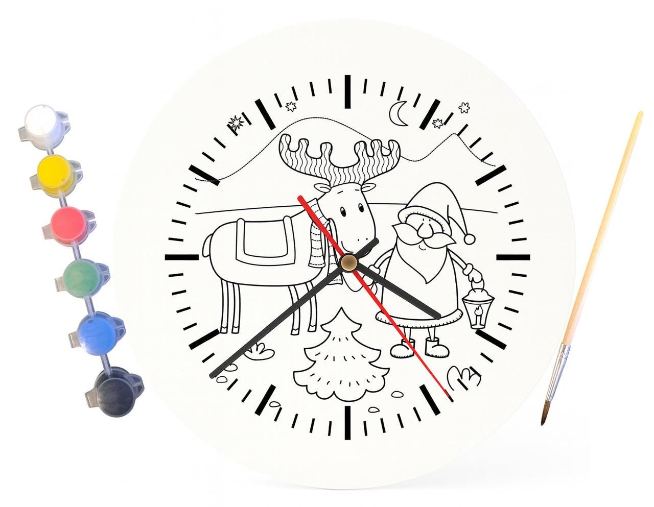 Детский набор для творчества часы раскраска Санта и Рудольф 30 см (Г0070) - фото 4 Детский набор для творчества часы раскраска Санта и Рудольф 30 см (Г0070) - фото 4