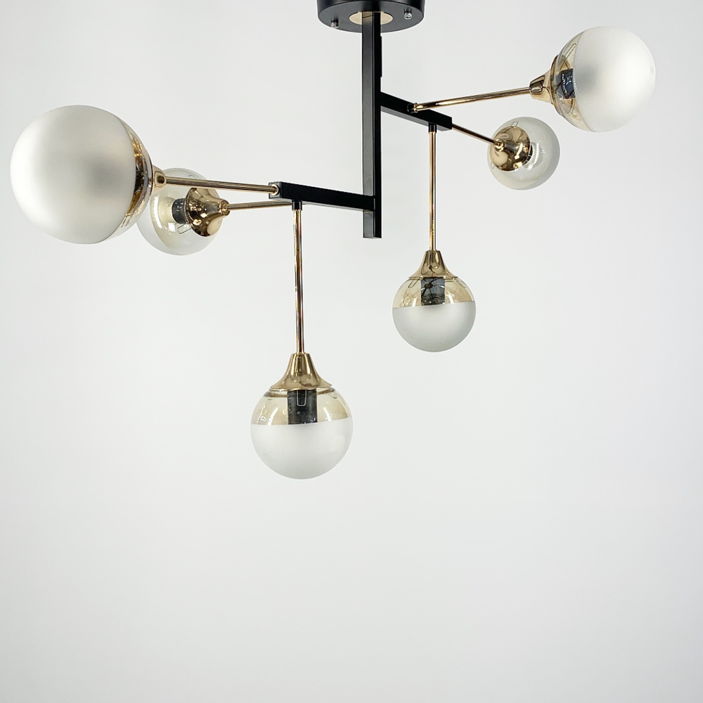 Люстра геометрическая на 6 ламп Черный (907) - фото 3