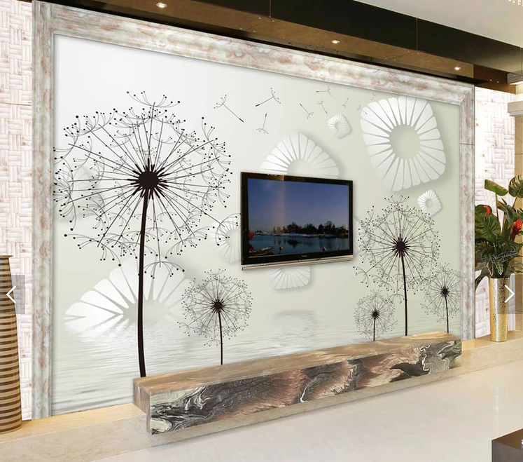 Фотообои флизелиновые абстракция для спальни/зала/кухни Одуванчики и кубики