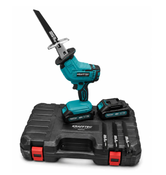 Пила сабельная аккумуляторная для дерева и металла Krafftec Germany PRO 48V/6Ah с двумя АКБ в кейсе (38252887)