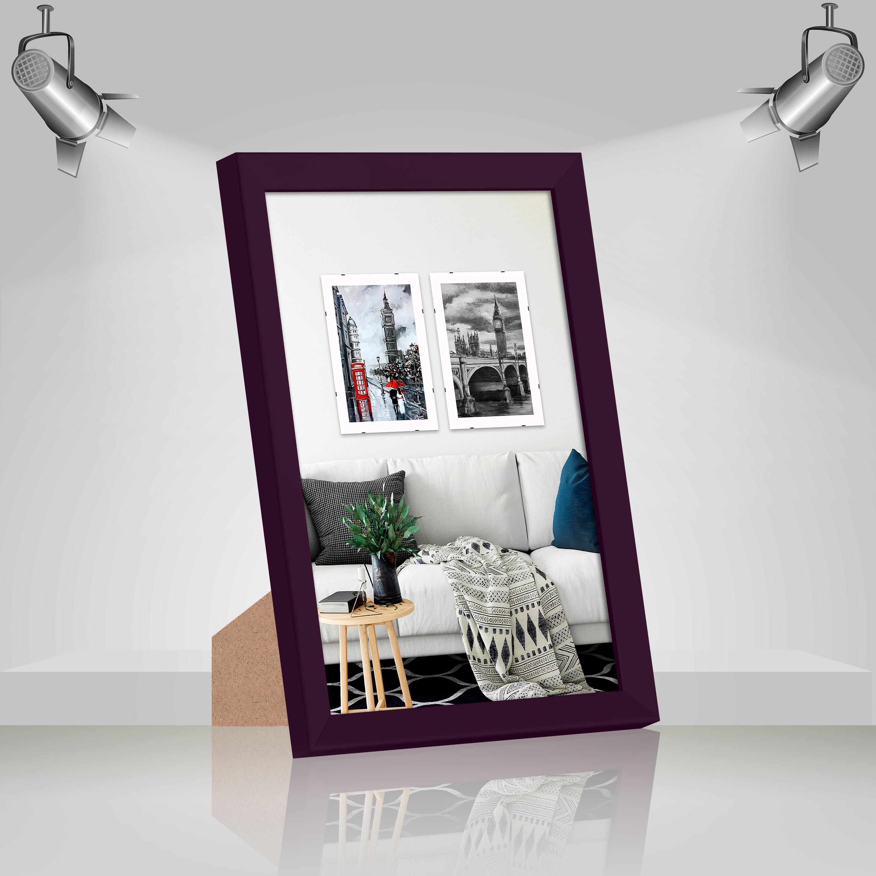 Фоторамка деревянная EmojiFrame 20х30 см AH2220-02 антибликовое стекло 2 мм с ножкой Фиолетовый - фото 2