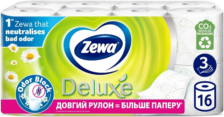 Туалетний папір Zewa Deluxe Ромашка 3 шари 19,3 м 16 рулонів