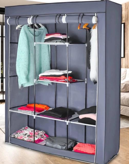 Шафа тканинна для одягу на 3 секції Сірий