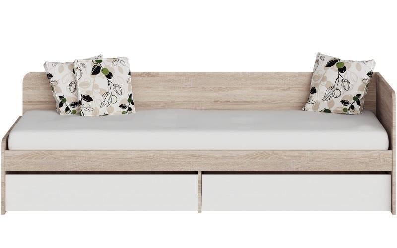 Кровать Эверест Соната-800 сплошной щит с ящиками 80x190 см Дуб сонома/Белый (ЕВ20242) - фото 2