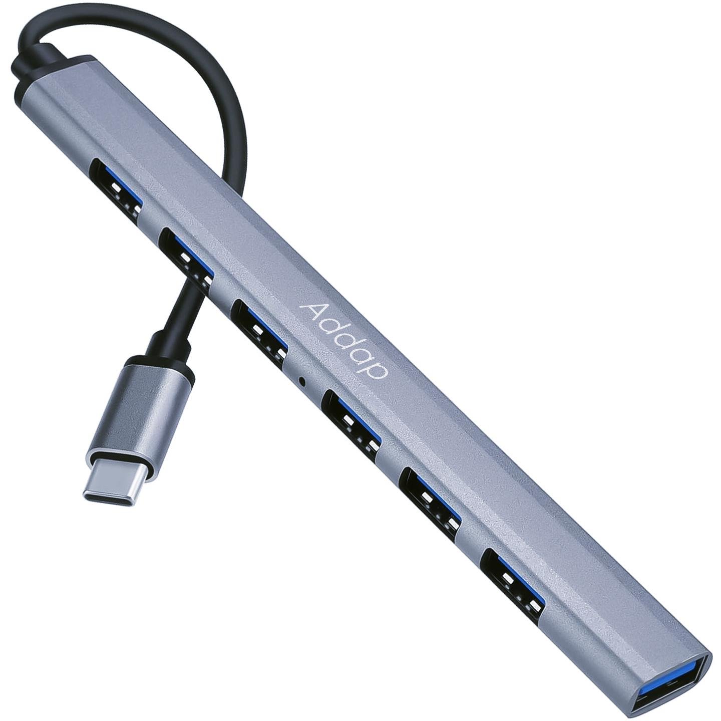 Концентратор/розгалужувач USB Type-C Addap UH-04С для ноутбука на 7 портів USB Gray - фото 3 Концентратор/розгалужувач USB Type-C Addap UH-04С для ноутбука на 7 портів USB Gray - фото 3