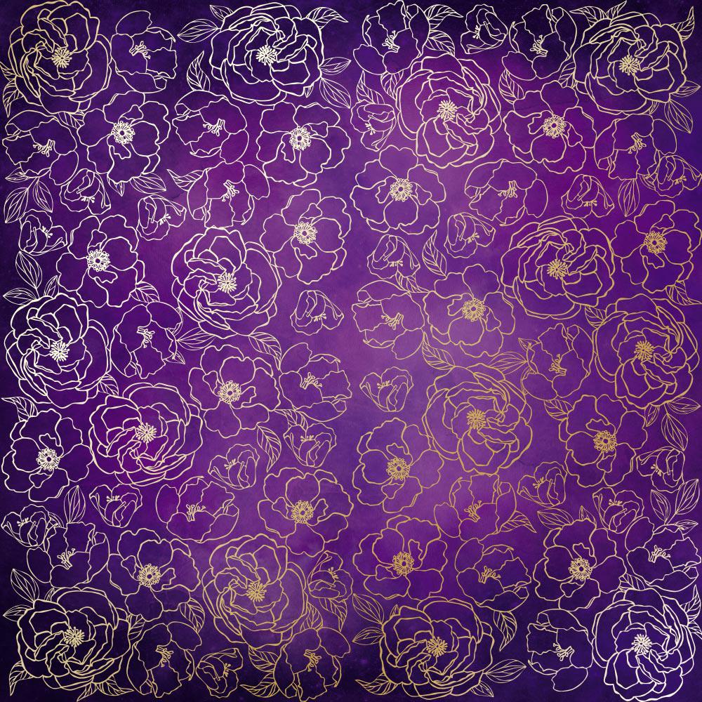 Лист бумаги односторонний Golden Pion с фольгированием 30,5х30,5 см Violet/Aquarelle