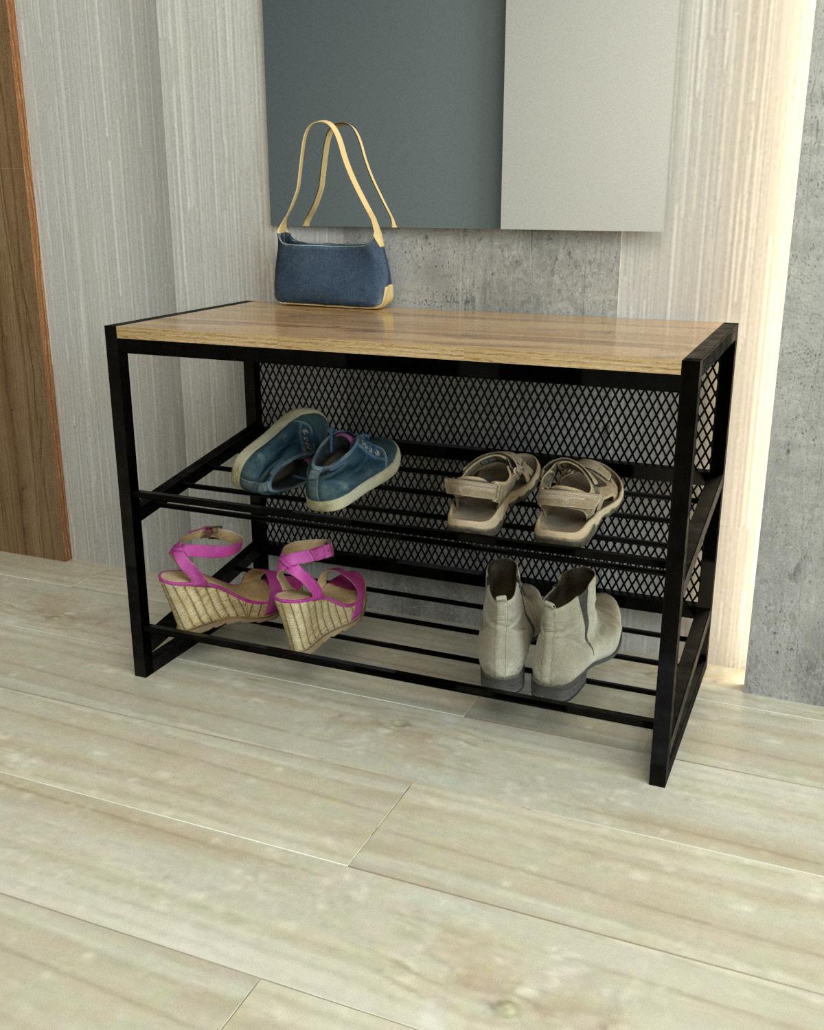Полка для обуви EcoLoft Грід DSP-1383-1 в стиле лофт Дуб Аппалачи (32178820)