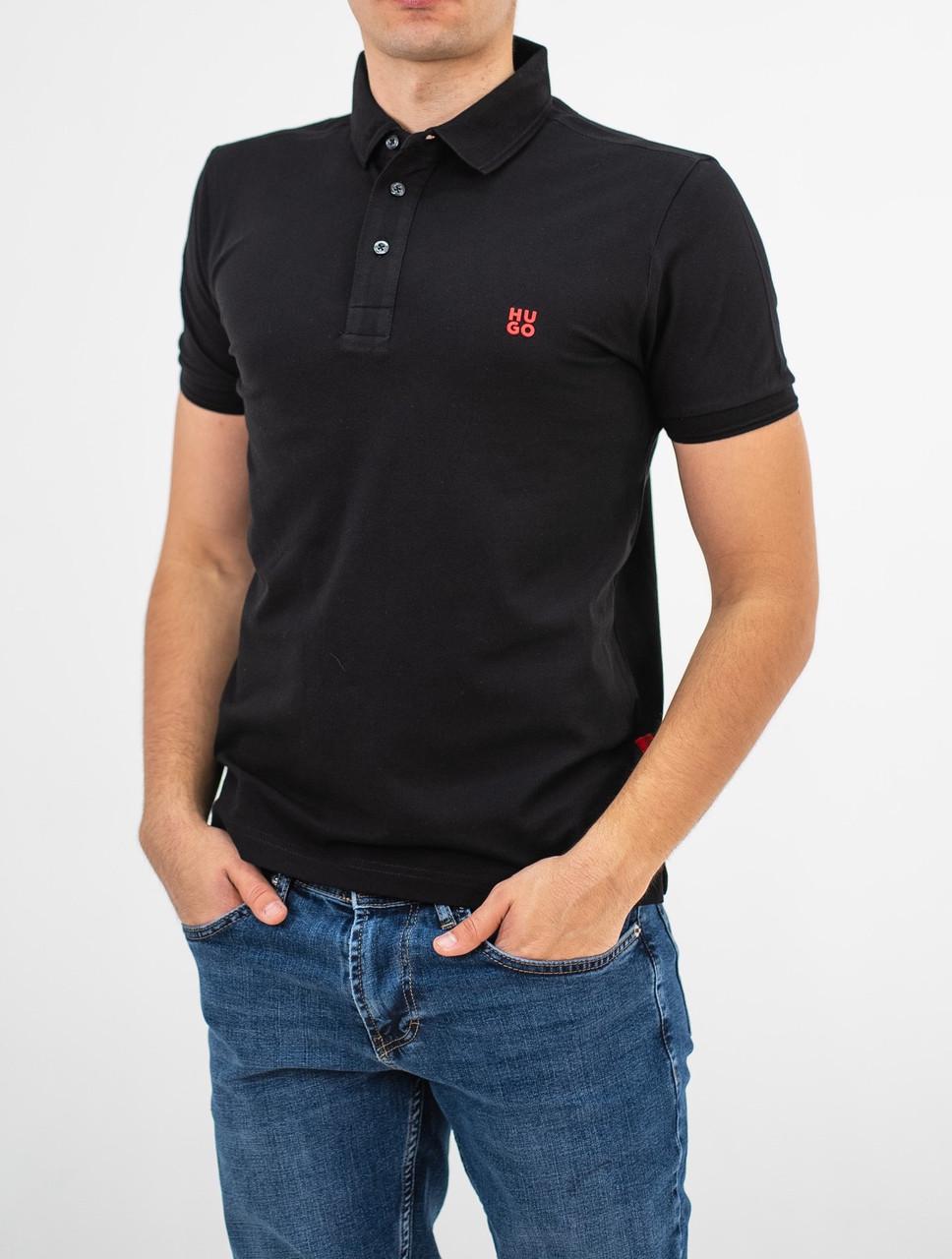 Поло мужское Hugo Boss COTTON-PIQUÉ REGULAR-FIT POLO SHIRT WITH RED LOGO M (HB-15269Black M)