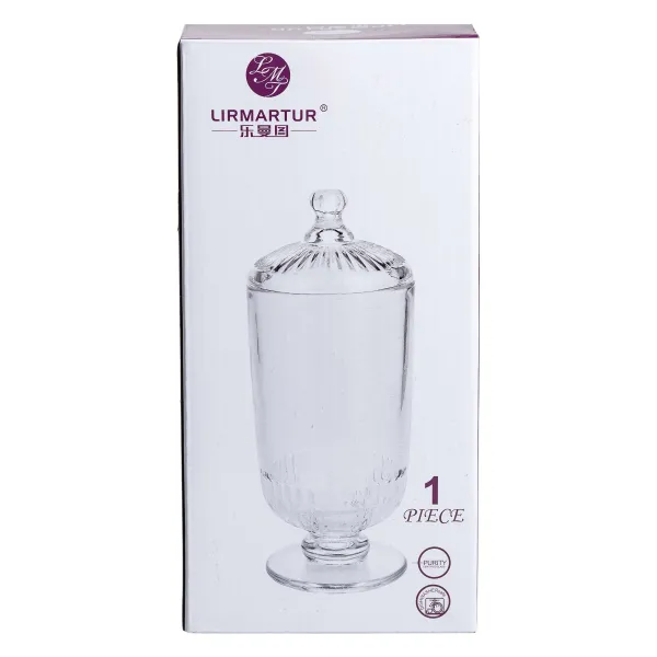 Цукерниця скляна на ніжці з кришкою Сірий (HP-YH-18) - фото 5 Цукерниця скляна на ніжці з кришкою Сірий (HP-YH-18) - фото 5