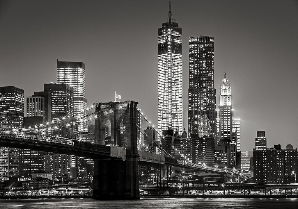 Фотообои Consalnet флизелиновые Город ночью/Бруклинский мост 416x290 см (13032VEXXXXL)