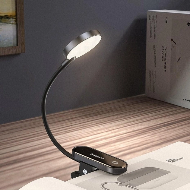 Лампа портативная на прищепке BASEUS Comfort Reading Mini Clip Lamp переносная со встроенным аккумулятором 350 mAh Grey (DGRAD-0G) - фото 3