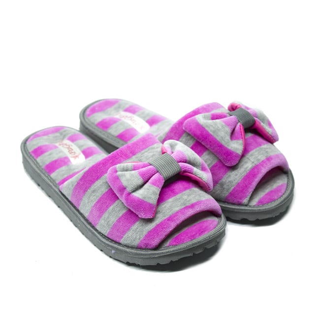 Капці домашні PaGo бантик велюр 38 Сірий