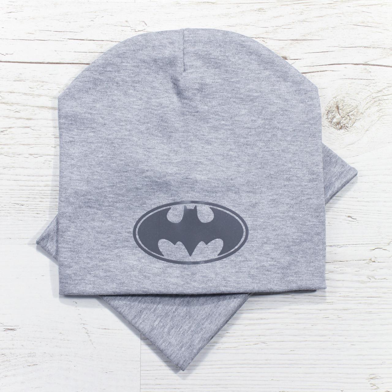 Детская шапка с хомутом Кahta "Batman" р. 52-56 Серый (OC-175)