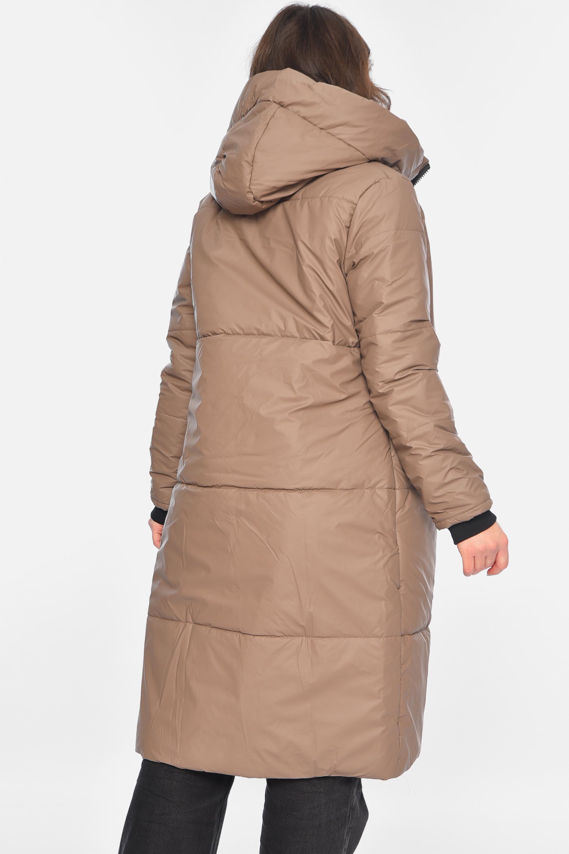 Куртка женская удлиненная демисезонная S Коричневый (196428) - фото 3 Куртка женская удлиненная демисезонная S Коричневый (196428) - фото 3