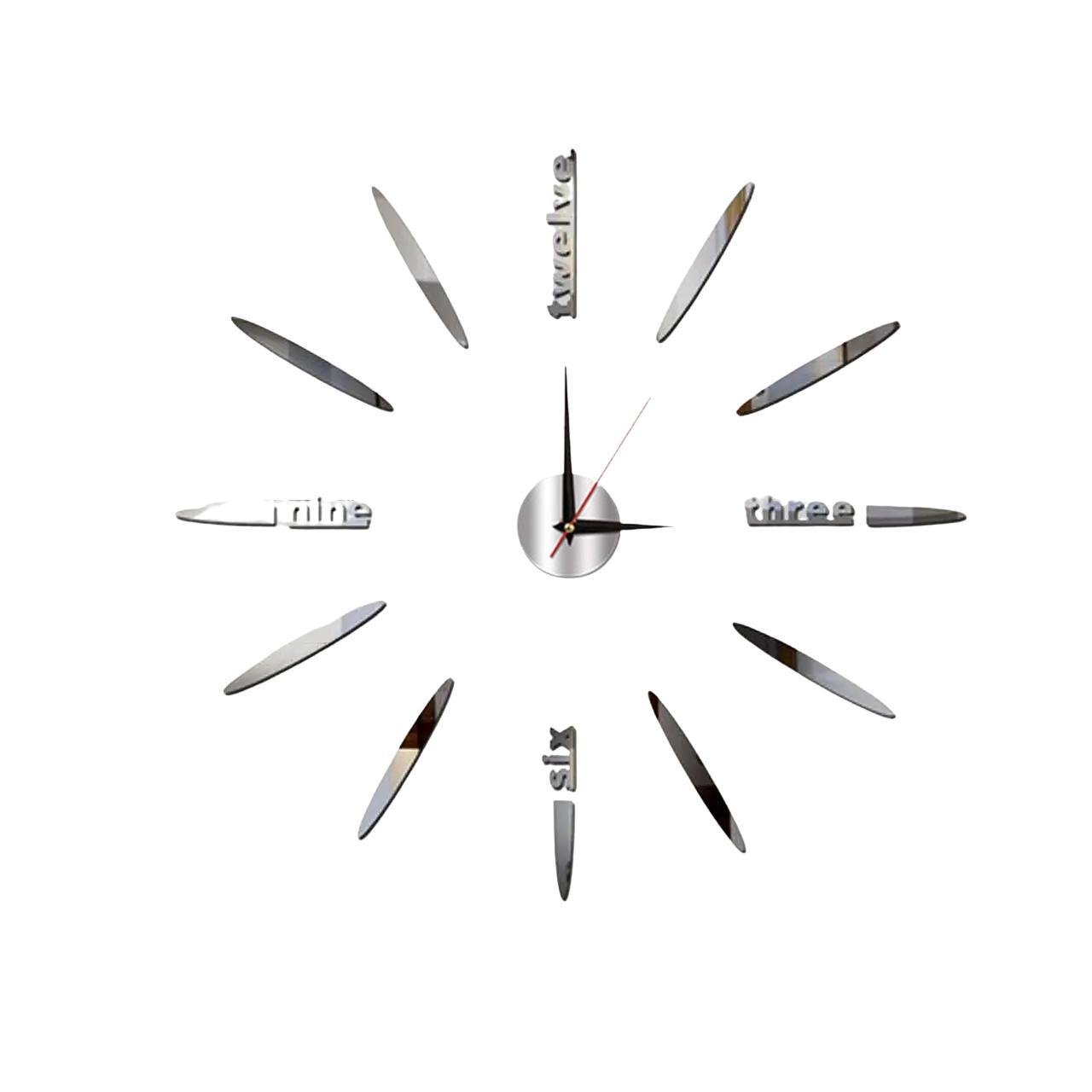 Часы настенные 3D Bullet бескаркасные с бесшумным механизмом самоклеящиеся 40 см Серебристый (D-0113) Часы настенные 3D Bullet бескаркасные с бесшумным механизмом самоклеящиеся 40 см Серебристый (D-0113)