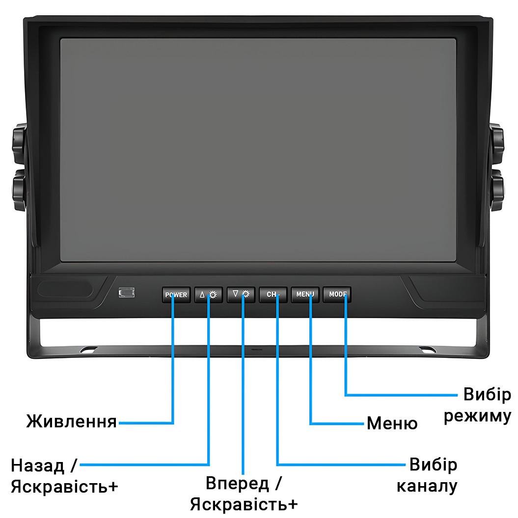 Система паркувальна Podofo A3153 з круговим оглядом на 4 камери та монітор 9" для вантажних автомобілів - фото 4