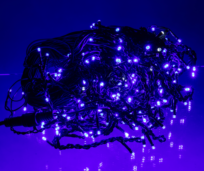 Гирлянда бахрома уличная 335 LED 20 м от сети черная нить Синий - фото 3 Гирлянда бахрома уличная 335 LED 20 м от сети черная нить Синий - фото 3