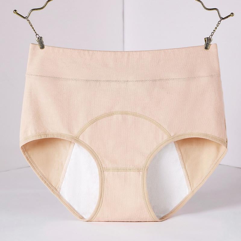 Трусы слипы для месячных от протеканий с высокой посадкой хлопок 3XL Бежевый