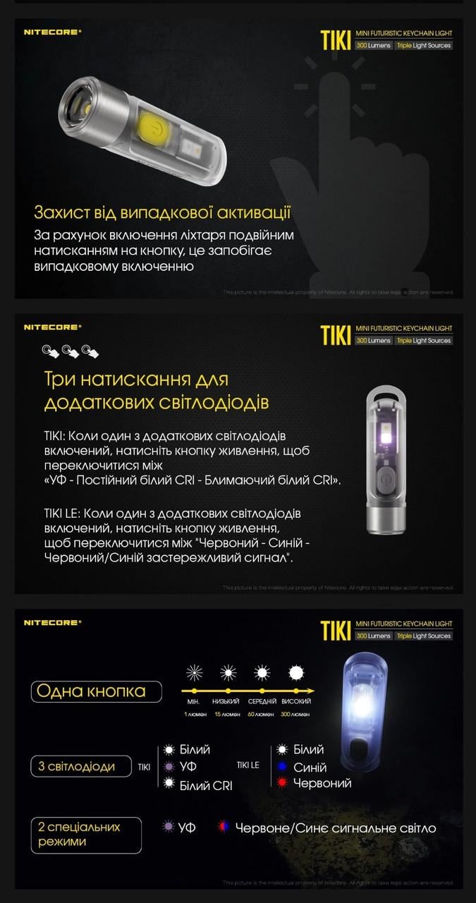 Фонарь наключительный Nitecore TIKI USB Type-C 300 Лм (010340) - фото 6