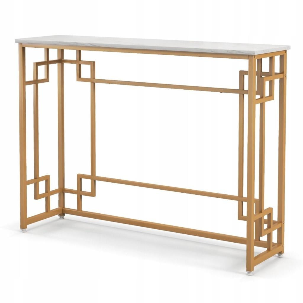 Столик консольный со столешницей Costway под Белый мрамор 110x30x81 см (JV11203WH)