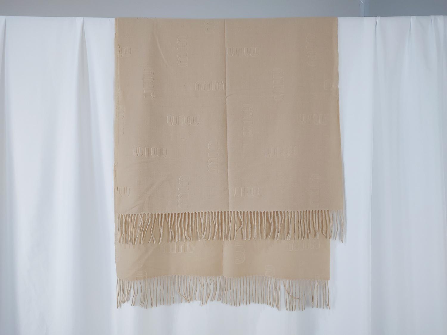 Шарф кашемировый с бахромой 180х70 см Молочный (ШарфКаш98)