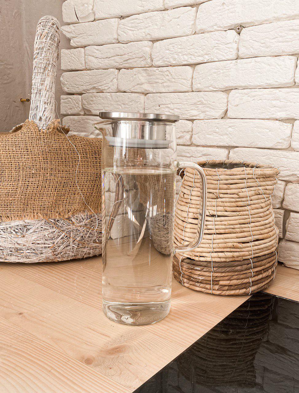 Кувшин с металлической крышкой 1200 мл Прозрачный