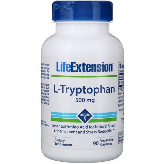 Тріптофан Life Extension L-Tryptophan 500 мг 90 Veg Caps (LEX-17229)