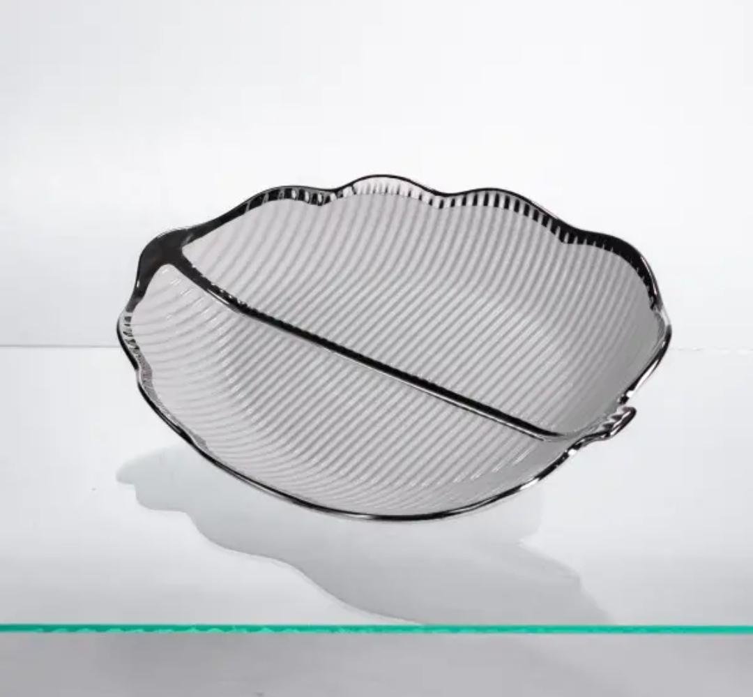 Блюдо сервірувальне Yiwu Camellia порцелянове 41х27х4 см Білий з сріблястим (ML6045) - фото 2