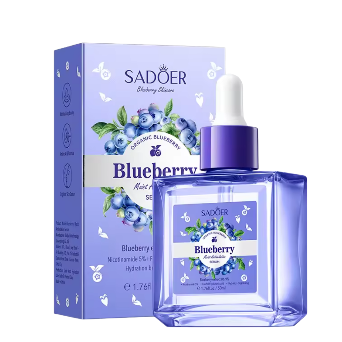 Сироватка для обличчя зволожувальна Sadoer Blueberry з чорницею 30 мл