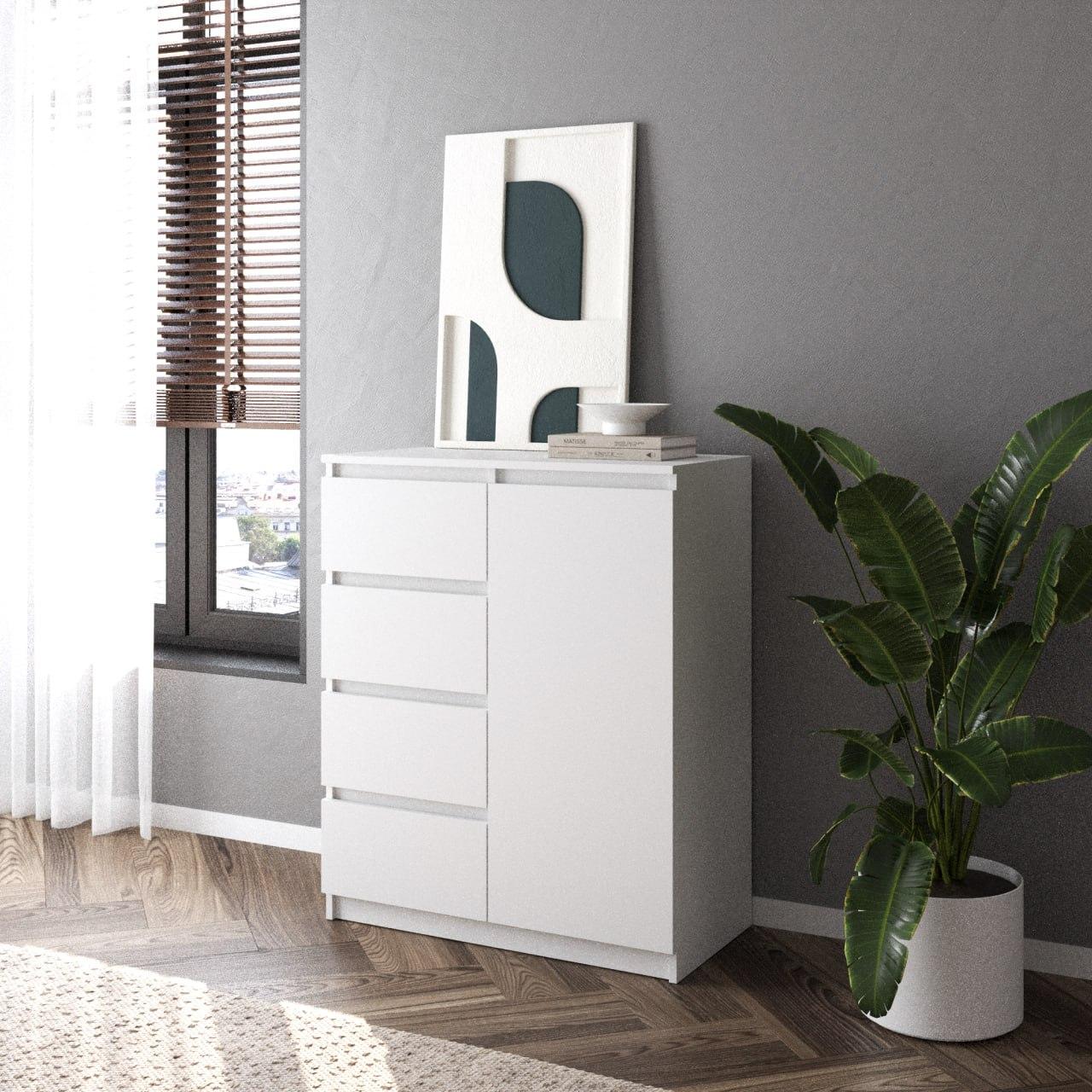 Комод з шухлядами та полицями Вайс R-32 80х40х98 см Білий (30282941) - фото 1 Комод з шухлядами та полицями Вайс R-32 80х40х98 см Білий (30282941) - фото 1