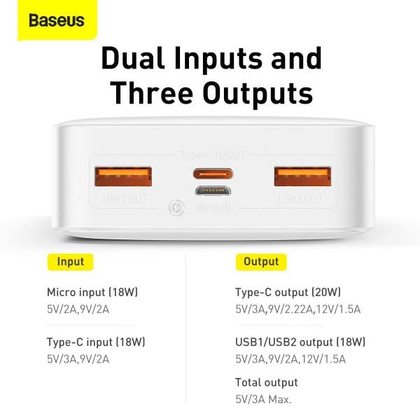 Повербанк Baseus Bipow Digital Display 20000 mAh 20W 3A с технологией QC3.0+PD3.0 2USB/Type-C/кабель USB to Micro USB Черный - фото 13