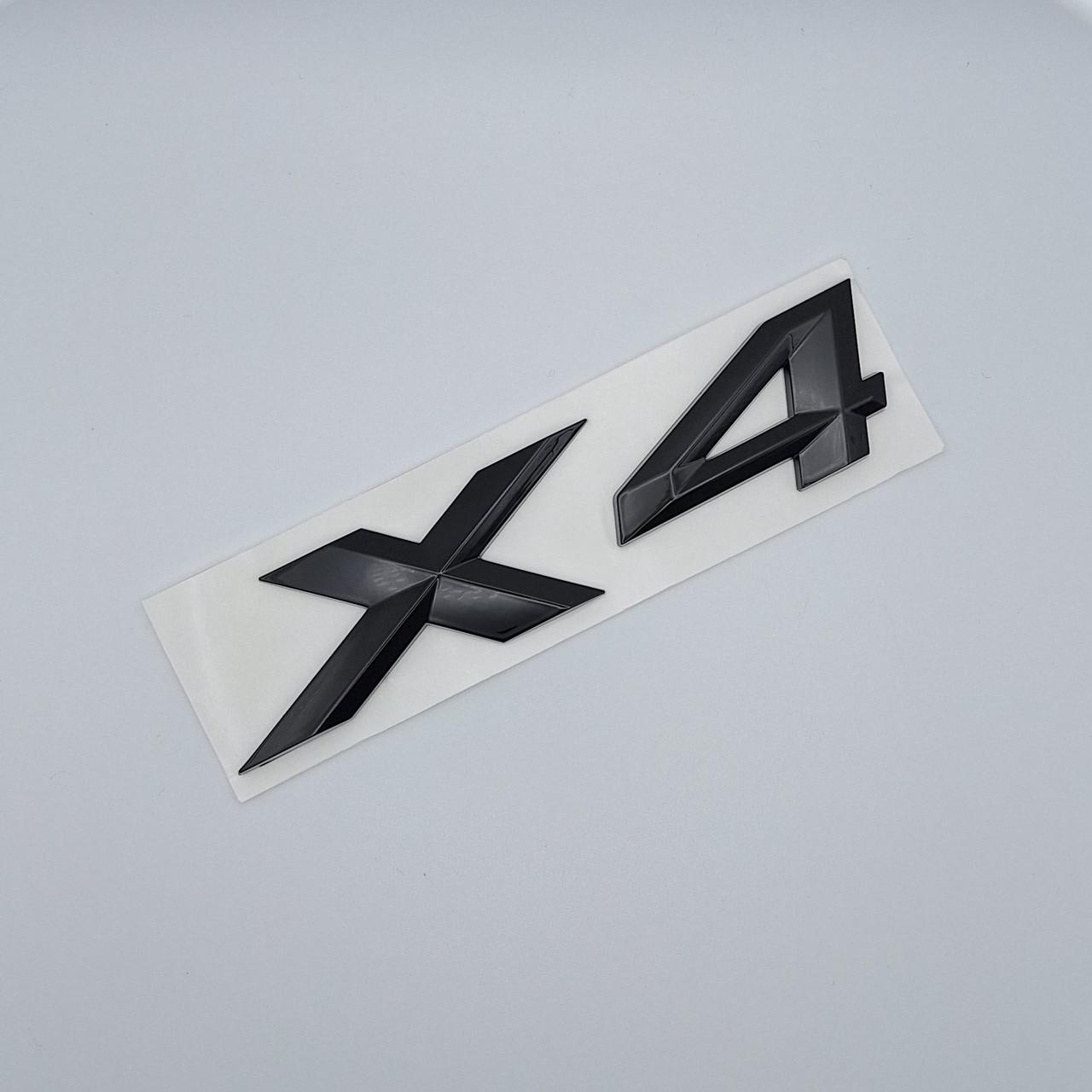 Емблема напис X4 BMW 13,5х3 см ABS Чорний глянцевий (1960850075)