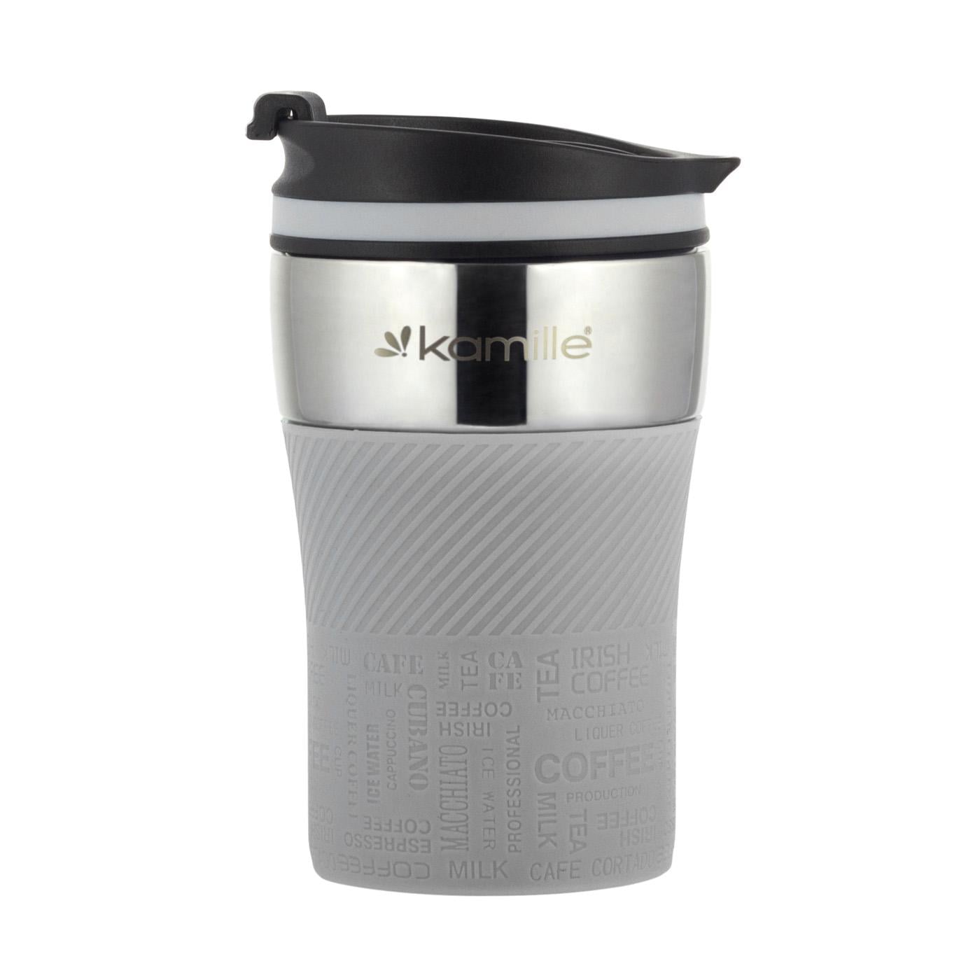 Термокружка Kamille из нержавеющей стали с TPR-вставкой 260 мл Cерый (14897065)