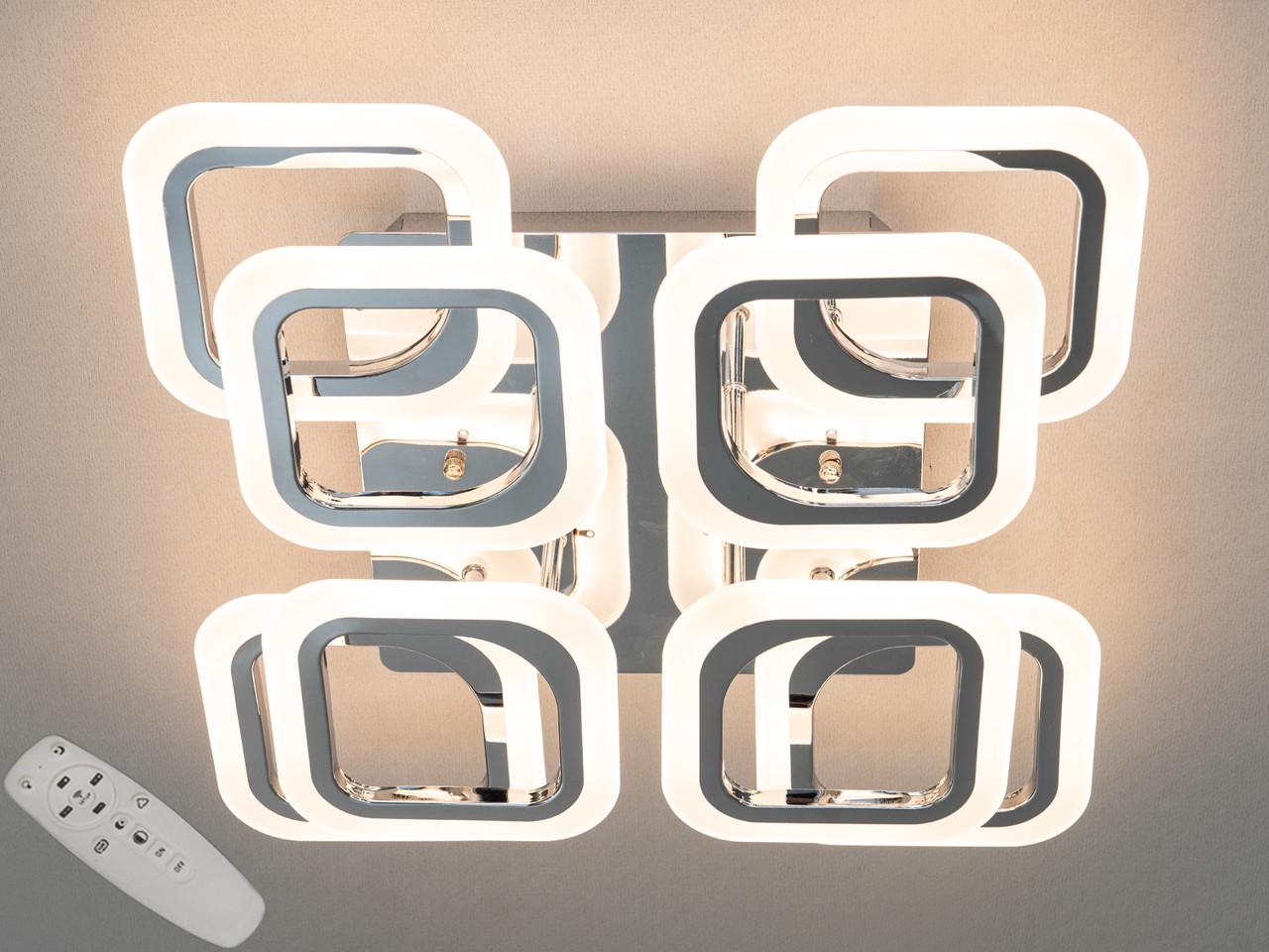 Люстра с диммером HAS8060-4+4HRDIM-LS 70W на 10 м2 Хром (2462621373) - фото 2