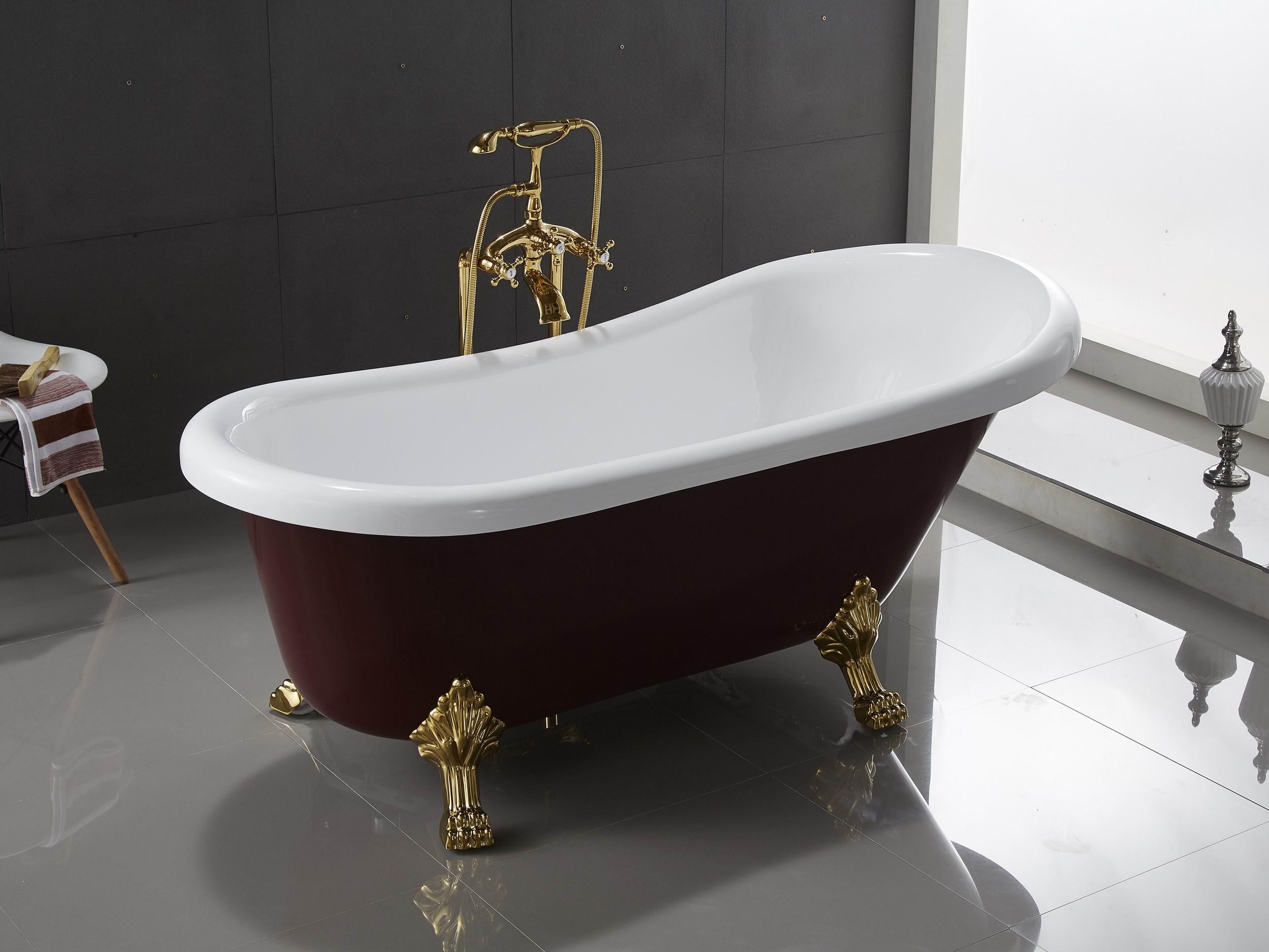 Ванна акриловая Velms Lerida Retro 170х80 см Burgundy