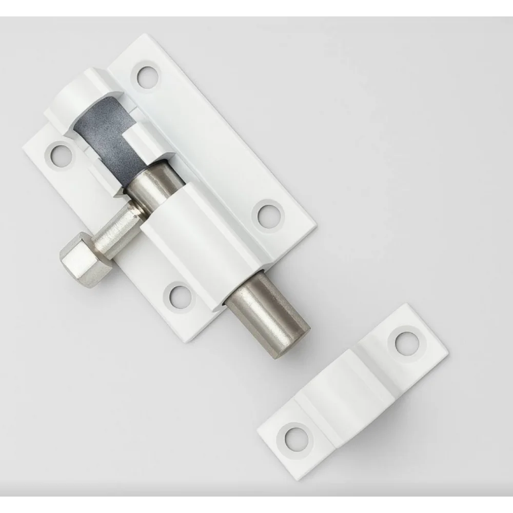 Шпингалет накладний для дверей і вікон ХЗШП 60 мм квадрат Білий (DZ1199)