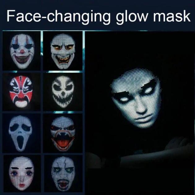 Маска светодиодная для лица на Helloween Bluetooth APP Control - фото 11