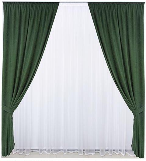 Комплект штор Микровельвет 1,5x2,85 м 2 шт. №12 Зеленый (2874-01) - фото 1 Комплект штор Микровельвет 1,5x2,85 м 2 шт. №12 Зеленый (2874-01) - фото 1