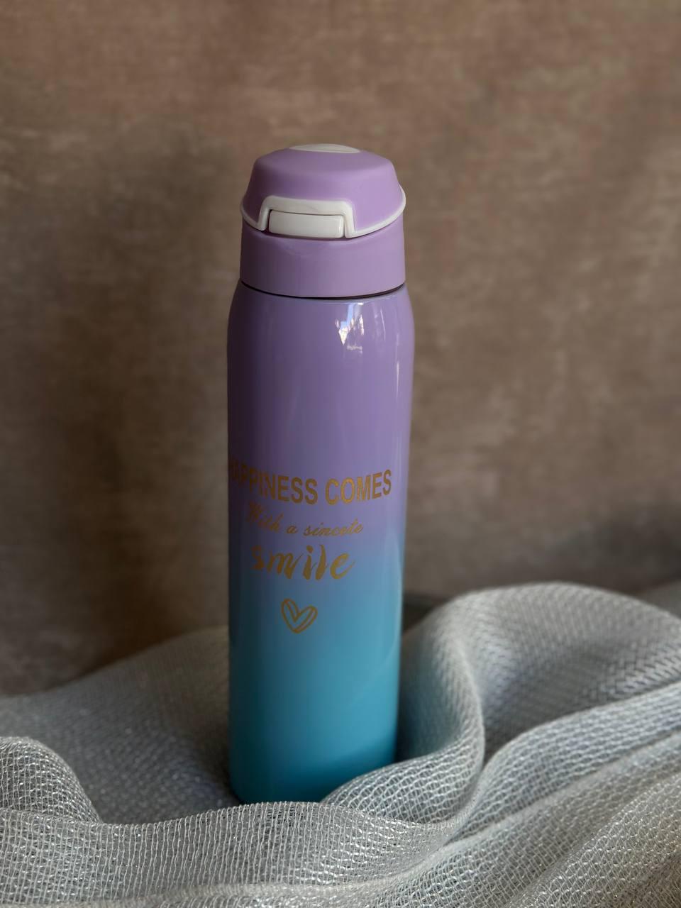 Термос Happy life HP145VBL з трубочкою і кришкою фліп топ 500 мл Фіолетовий градієнт (20127473)