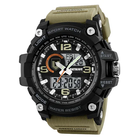 Наручний годинник Patriot 012BKKHTRO ТРО з коробкою Чорний/Хакі