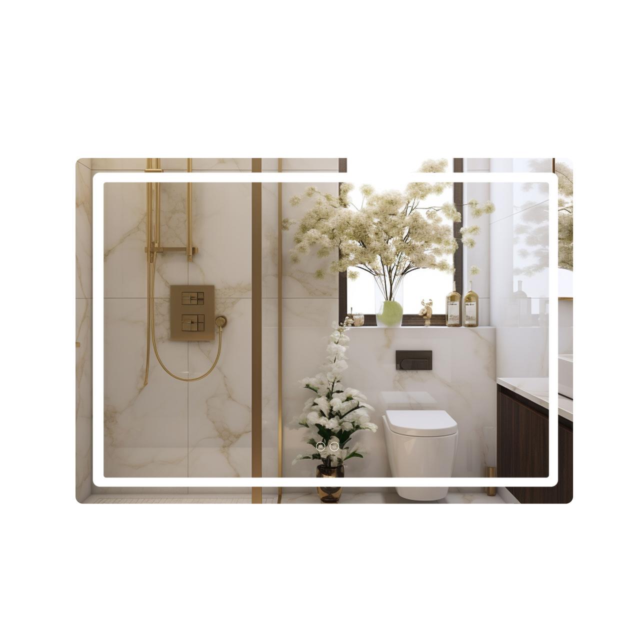 Зеркало Qtap Mideya с LED-подсветкой Touch с антизапотеванием с часами/димерами 1000х700 мм (2654804131)