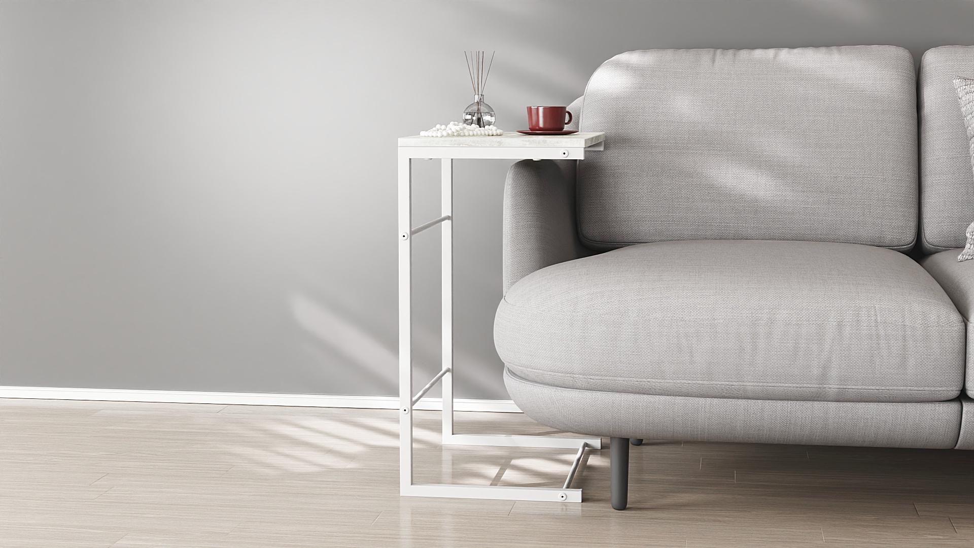 Столик Ferrum-decor Терри металл/ДСП 16 мм 650x440x330 мм Белый/Бетон (FRD-104661) - фото 5