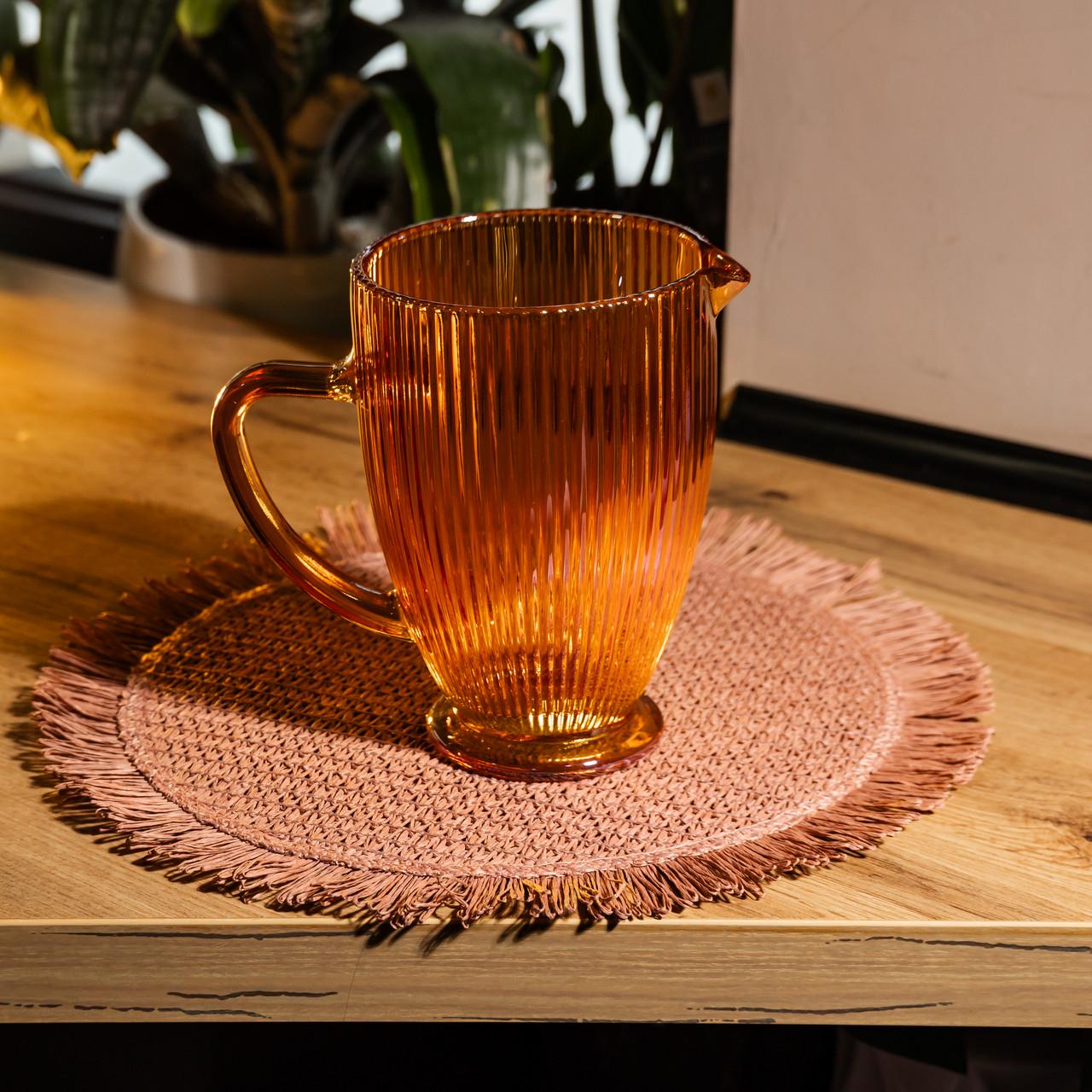 Кувшин стеклянный для напитков 1,2 л фигурный Янтарный HP-19-213