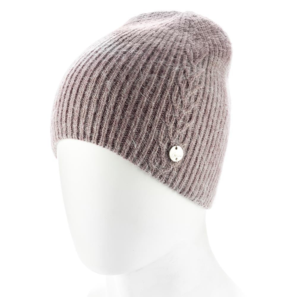 Шапка жіноча зимова з ангори Atrics WH903 з візерунком без відвороту утеплена флісом Бузковий - фото 1 Шапка жіноча зимова з ангори Atrics WH903 з візерунком без відвороту утеплена флісом Бузковий - фото 1