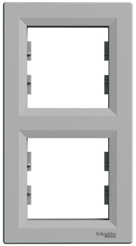 Рамка Schneider Electric двухместная Asfora вертикальная ABS Алюминий (EPH5810261)
