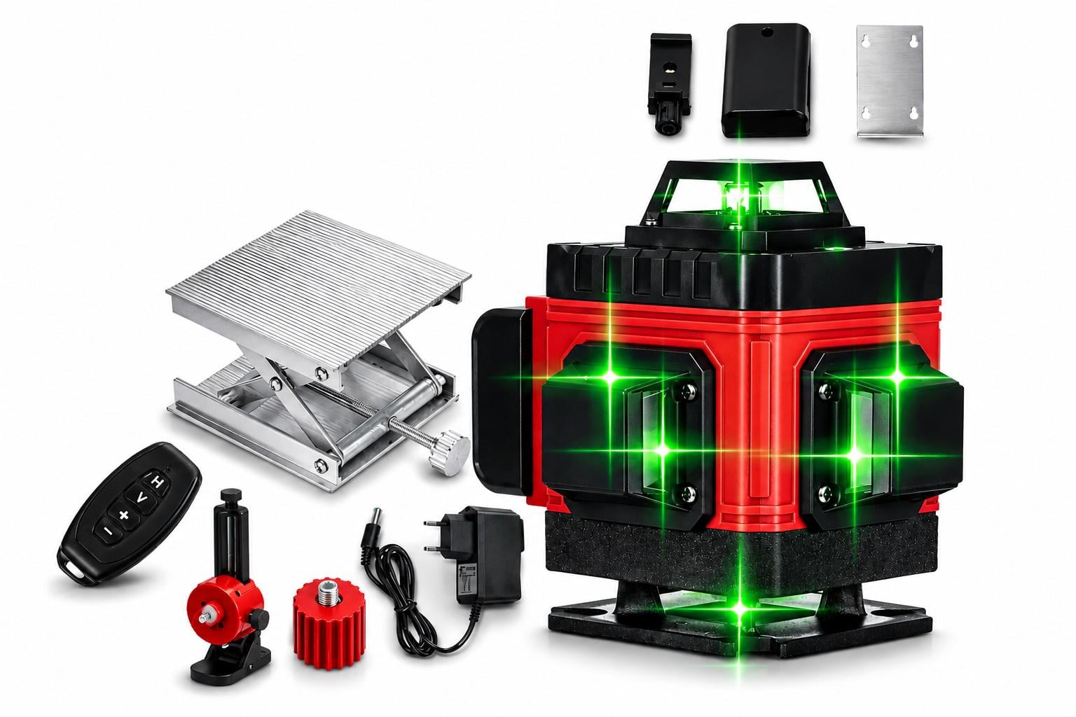 Нивелир Laser Level 4D 2 аккумулятора 16 линий Зеленый луч в кейсе Красный (376367) Нивелир Laser Level 4D 2 аккумулятора 16 линий Зеленый луч в кейсе Красный (376367)