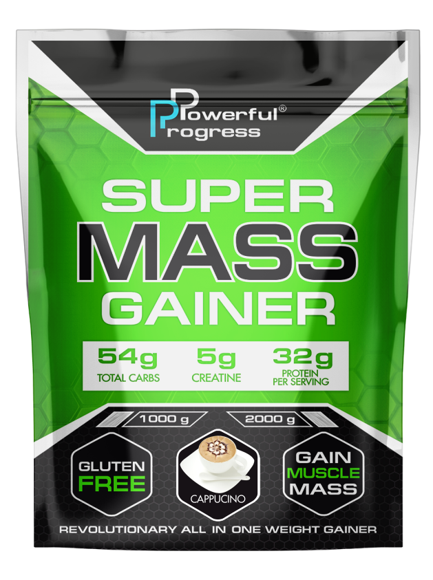 Гейнер высокобелковый для набора массы Powerful Progress Mass Gainer Капучино 2 кг