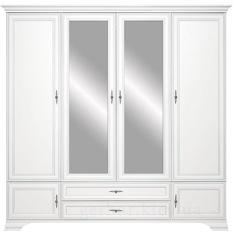 Шкаф шестидверный Gerbor Кентукки SZF 6D2S распашной из ДСП и МДФ 2275х620х2250 мм Платиновый белый (19223)